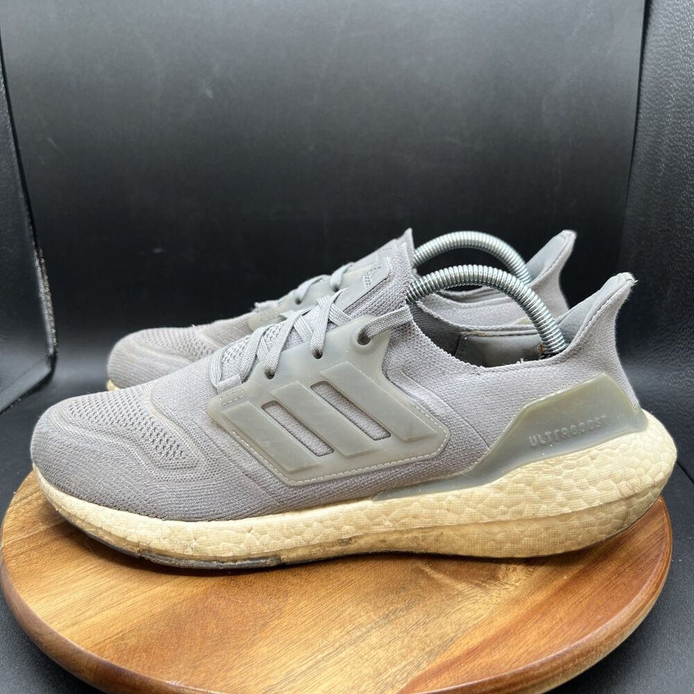 Adidas Ultraboost 21 Shoes Mens Size 9.5 Gray White Primeblue Running GX5460